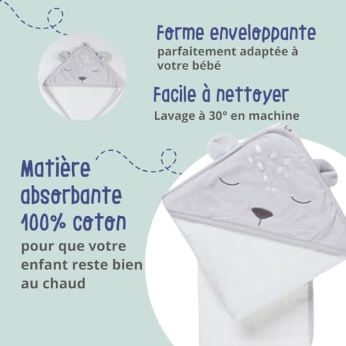 noukies-frottee-badeset-babou-kendi-grau-badetuch-handschuh image 8