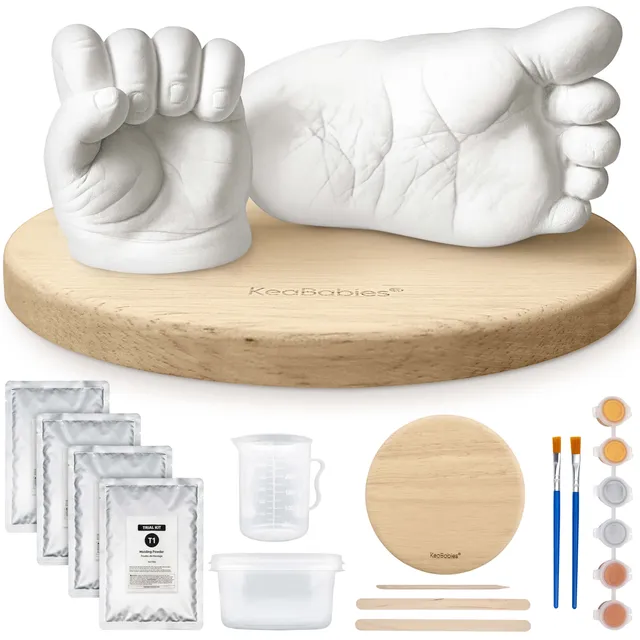 keababies-reve-baby-abdruckset-hand-fu-3d-gips-mit-holzsockel image 1