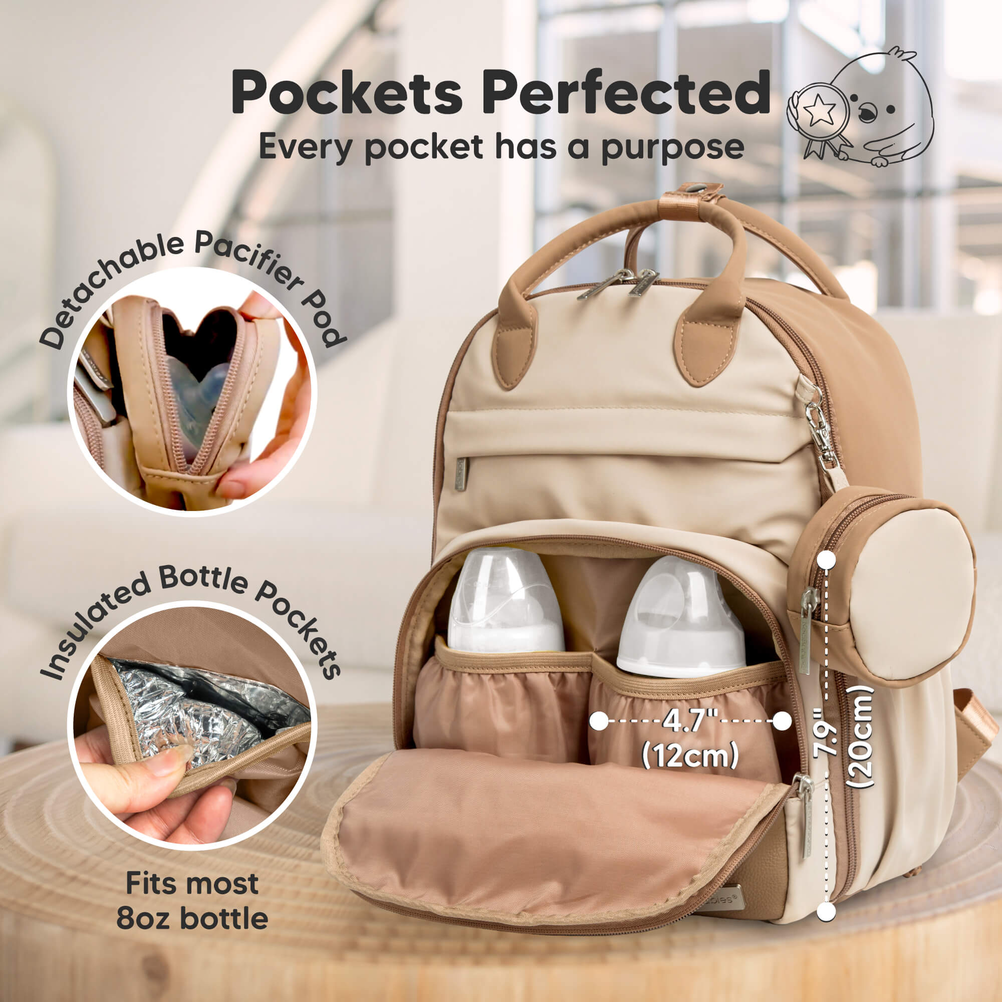keababies-play-wickelrucksack-11l-18l-aus-pu-leder-mit-wickelunterlage image 3