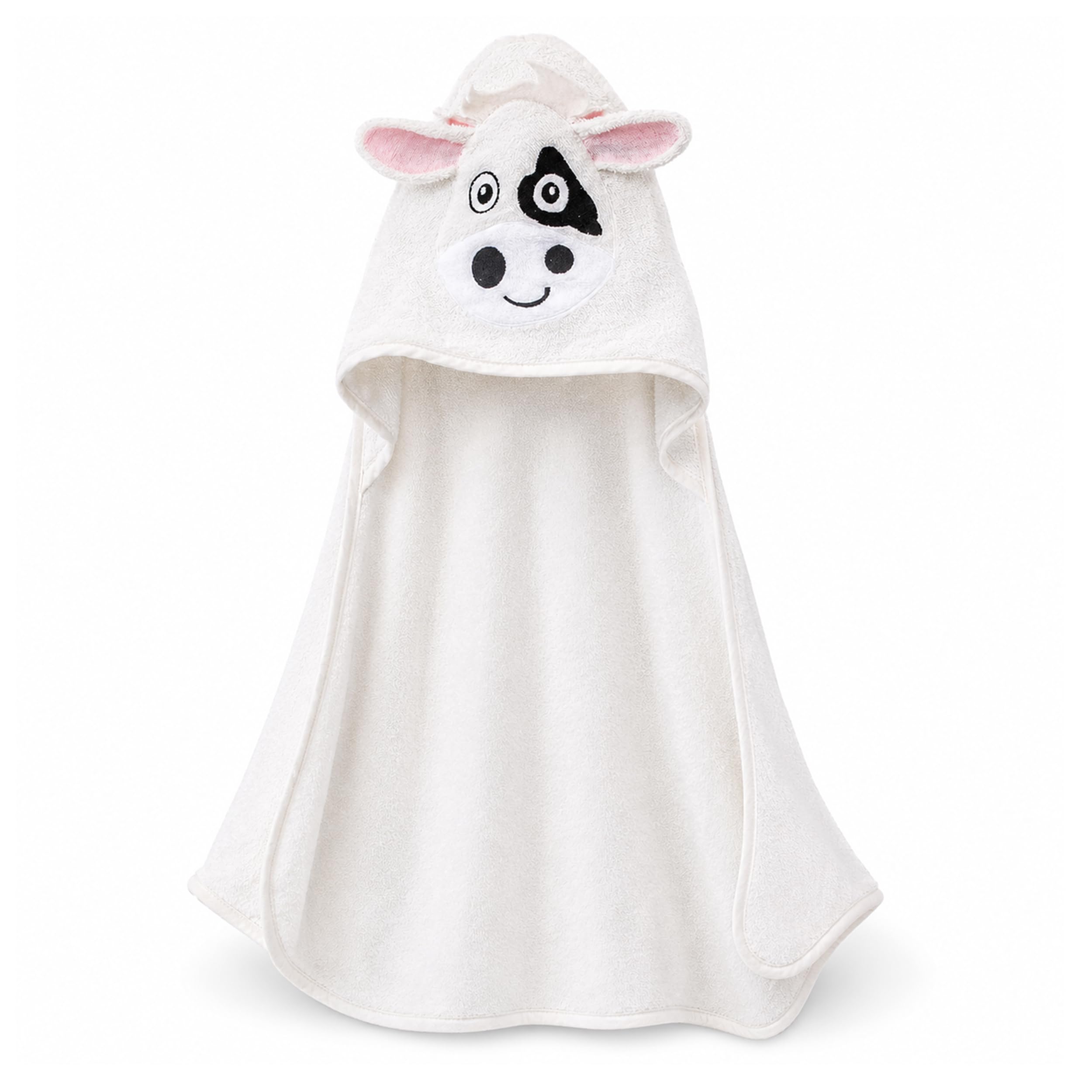 minky-mooh-badeponcho-kuh-bio-baumwolle-75x75-cm-wei-mit-kapuze image 1