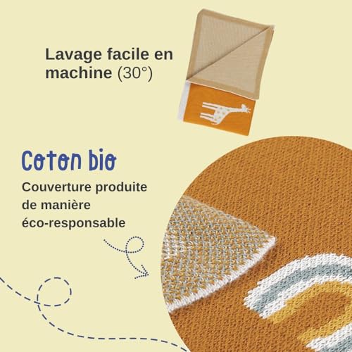 noukies-tiga-strickdecke-jacquard-bio-75-x-100-cm-gelb-giraffe image 8
