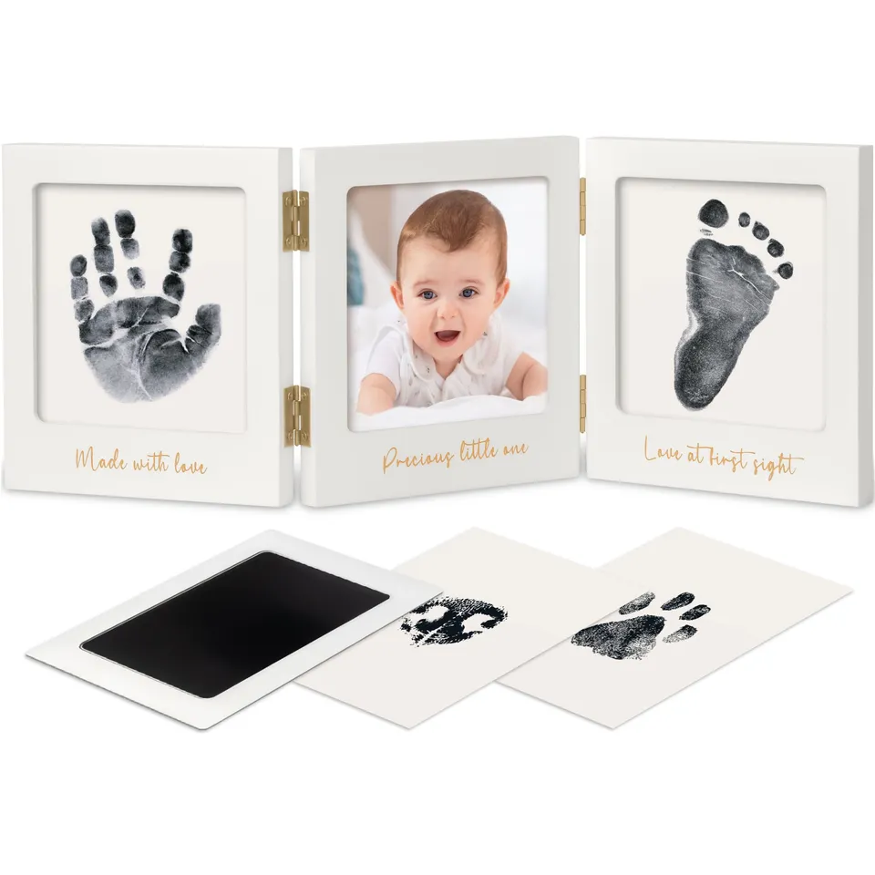 keababies-fond-inkless-hand-und-fu-abdruck-rahmen-holz-3-fach image 1