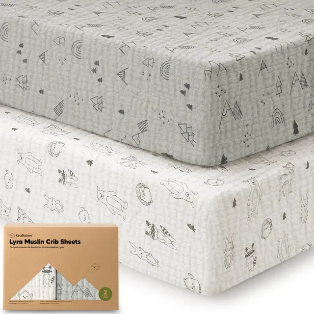 keababies-lyra-musselin-spannbettlaken-babybett-52x28-zoll-2er-set image 1