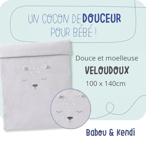 noukies-babou-kendi-bettbezug-100-x-140-cm-grau-mit-kissenbezug image 7
