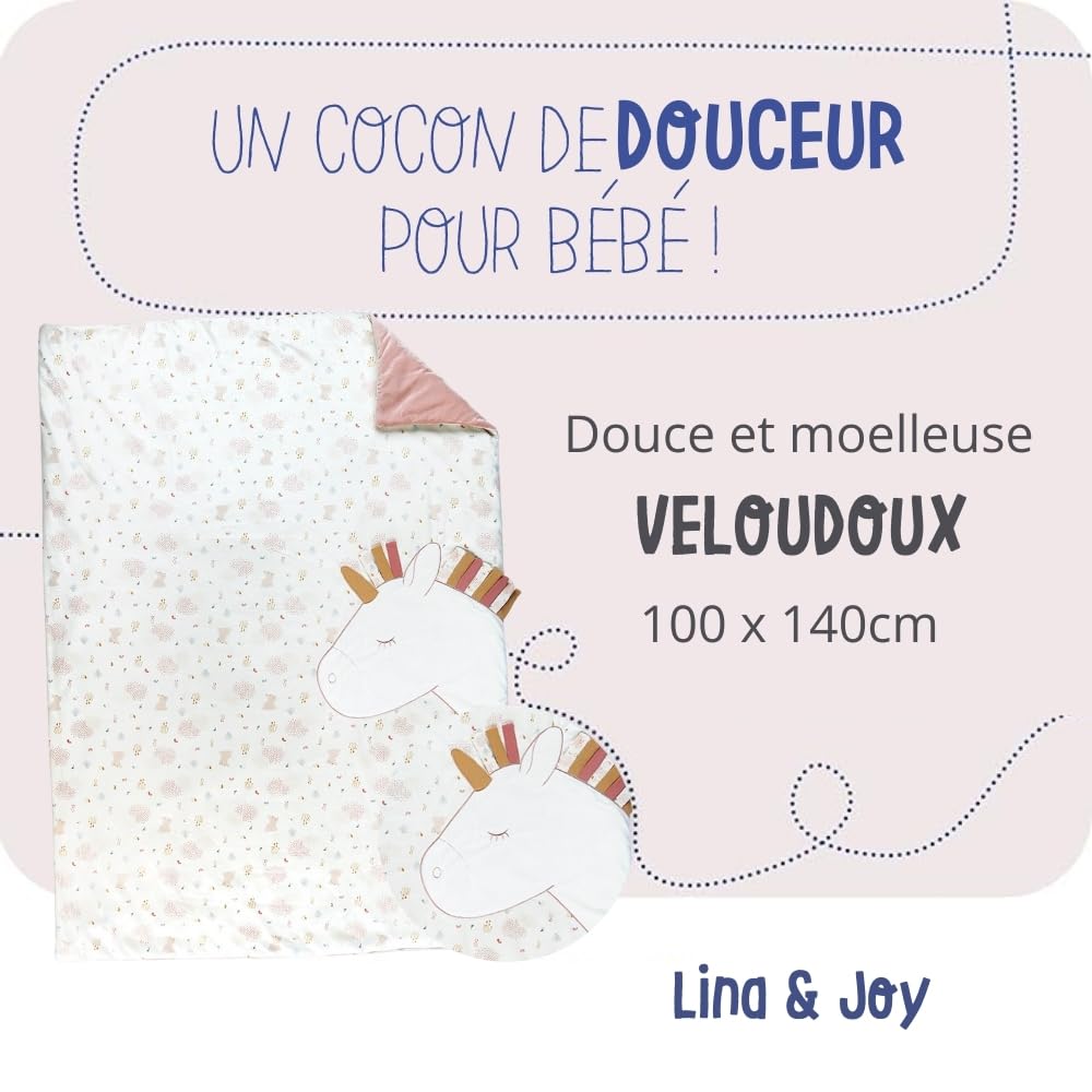 noukie-s-lina-joy-veloudoux-decke-ecru-rosa-100-x-140-cm image 2