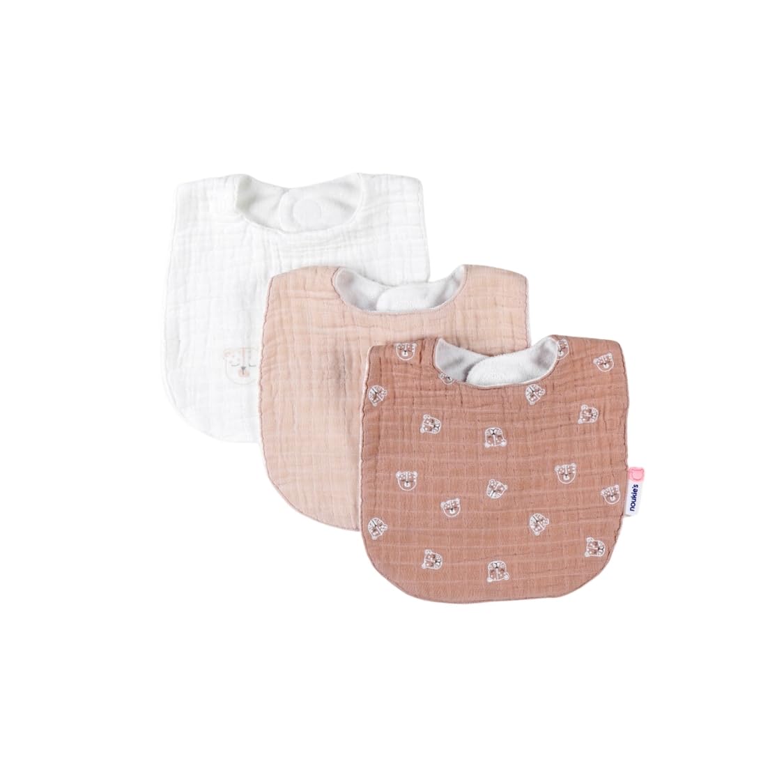 noukies-mix-match-3er-set-l-tzchen-bio-baumwollmusselin-cappuccino-beige-0-12-mo image 1