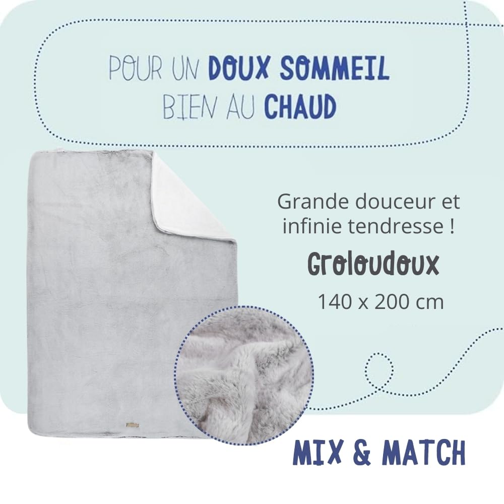 noukies-mix-match-groloudoux-decke-140-x-200-cm-grau image 2