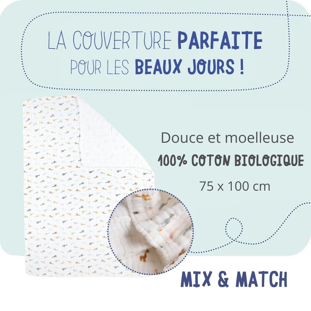 noukies-decke-mix-match-bio-baumwolle-ecru-giraffe image 2