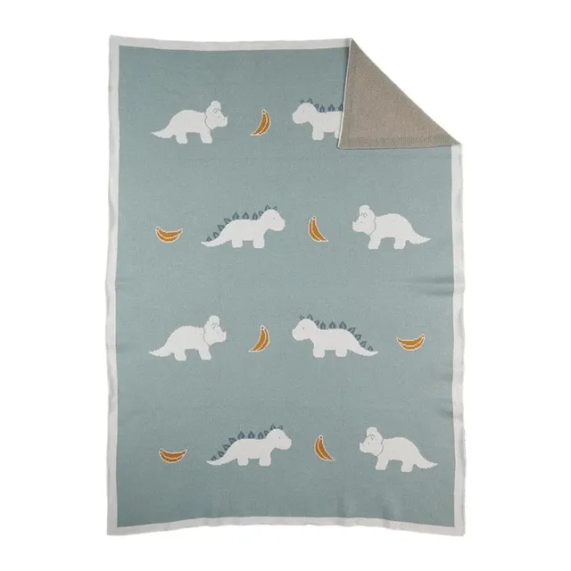 noukies-tiga-stegi-ops-jacquard-decke-75-x-100-cm-gr-n-dinosaurier-stegi-bio image 1