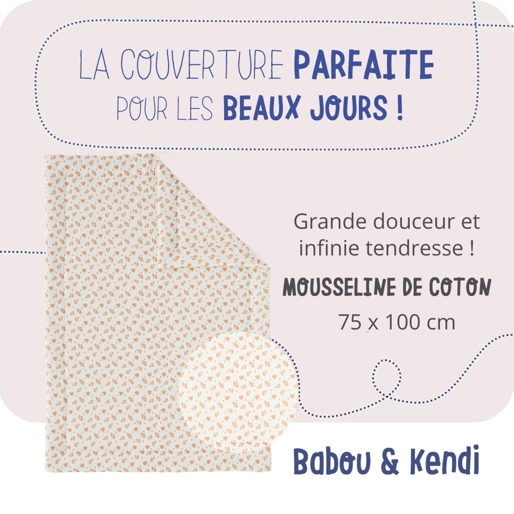 noukies-musselin-decke-babou-kendi-leopard-ecru-terracotta-75-x-100-cm image 2