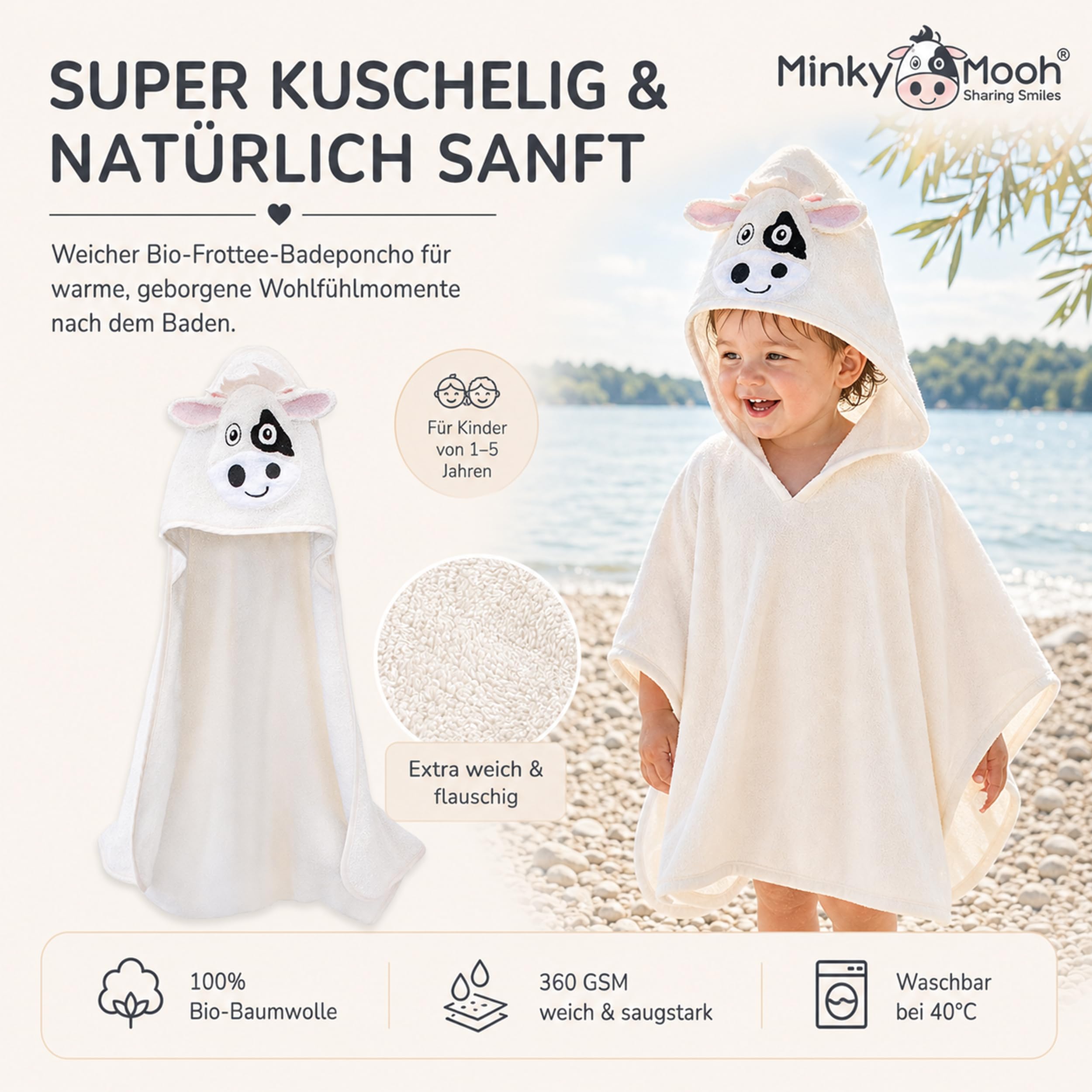minky-mooh-badeponcho-kuh-bio-baumwolle-75x75-cm-wei-mit-kapuze image 2