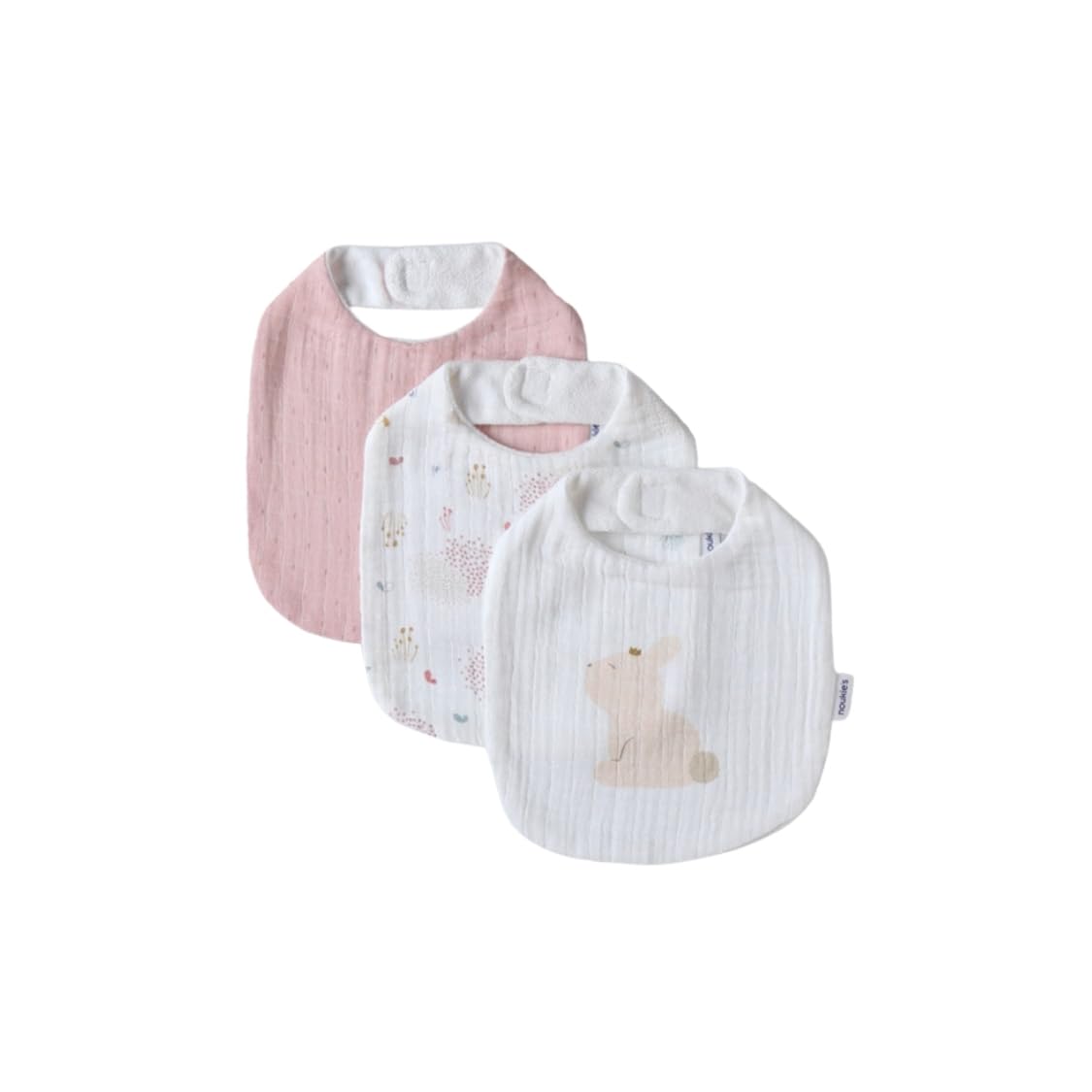 noukies-mix-match-set-mit-3-l-tzchen-bio-baumwollmusselin-ecru-und-rosa-0-12-mon image 1